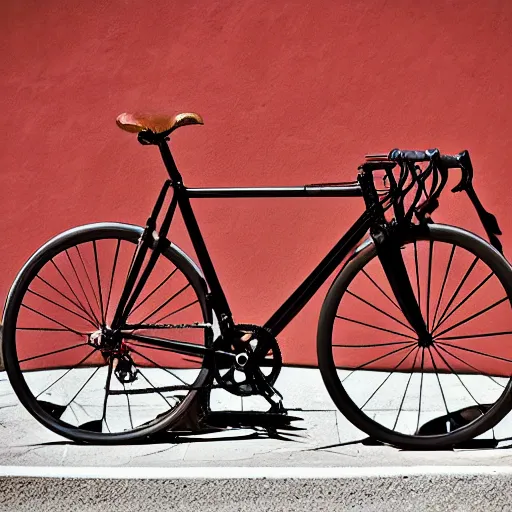 Image similar to modern road bicycle made of chocolate, melting in the sun, high detail sports photography