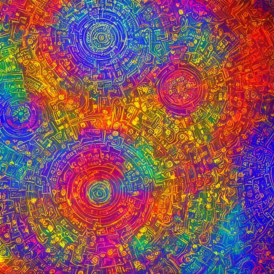 Image similar to multiverse wheel divine realms mandala celestial and infernal essence, award winning painting, chromatic aberration sharp color palette