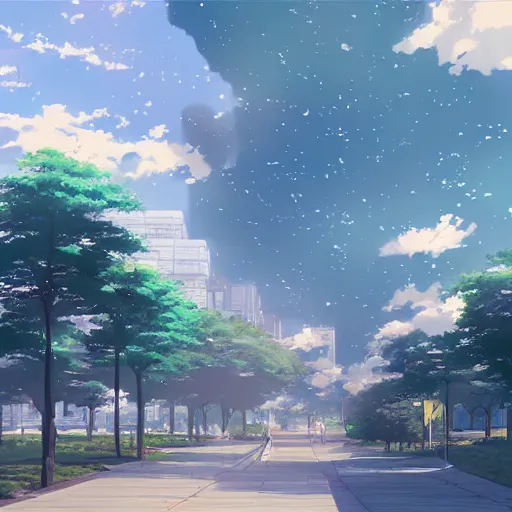 Image similar to Imaginary Number District, Academic City, Anime scenery concept art by Makoto Shinkai