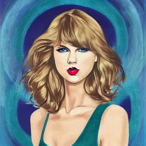 Prompt: bauhaus style painting of taylor swift, portrait, symmetrical features, perfect,