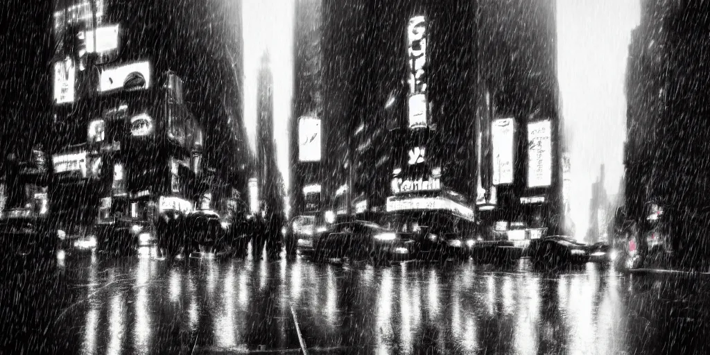 Prompt: cityscape new york blade runner helios 44-2 photography art fine art rain