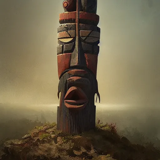 Image similar to a mask that looks like a totem pole by genndy tatakovsky and greg rutkowski