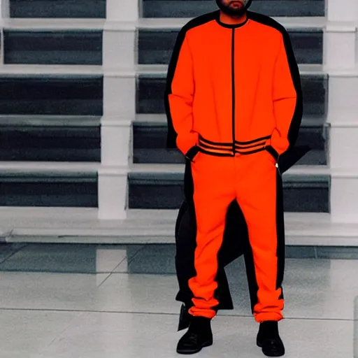 Image similar to the weeknd wearing piet mondrian style clothing