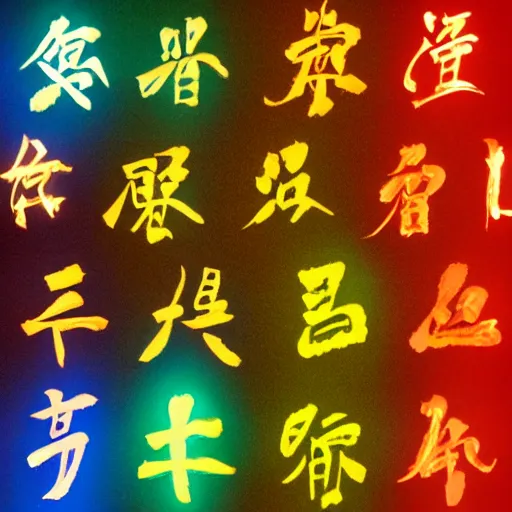 Prompt: glowing Chinese character