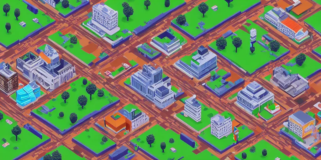 Image similar to voxel art of Stockholm, isometric view