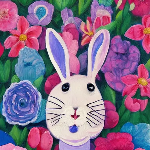 Image similar to The painting is a beautiful and playful work that perfectly encapsulates the artist\'s unique style. The painting features a rabbit made out of ceramic, which is surrounded by brightly colored flowers. The work is both charming and sophisticated, and it is sure to bring a smile to any viewer\'s face. Hadean by Mike Winkelmann, by Walter Percy Day