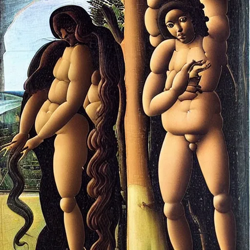 Prompt: Botticelli Black African Venus, full body