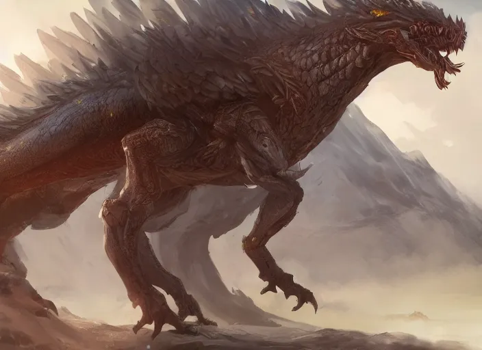 Prompt: detailed concept art of a huge griffin dragon by cheng yi and luolin, artstation, artstationhd