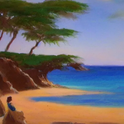 Image similar to sand castles by the sea, by bob ross,