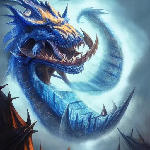 Image similar to blue scaled half man half dragon hybrid race paladin lightning spewing from his mouth on a pirate ship d & d, fantasy, highly detailed, headshot, digital painting, trending on artstation, concept art, sharp focus, illustration, art by artgerm and greg rutkowski and magali villeneuve