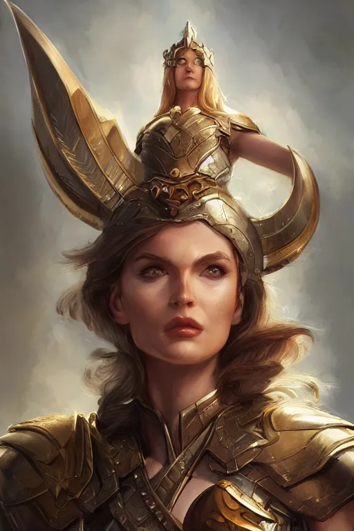 Image similar to amazon valkyrie athena, d & d, fantasy, portrait, highly detailed, headshot, digital painting, trending on artstation, concept art, sharp focus, illustration, art by artgerm and greg rutkowski and magali villeneuve