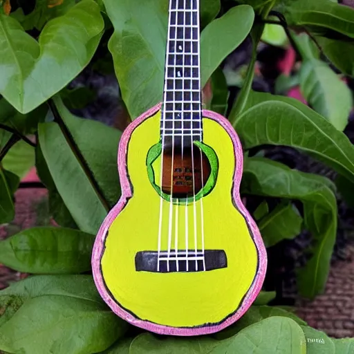 Image similar to avocado ukulele painted by von gogh