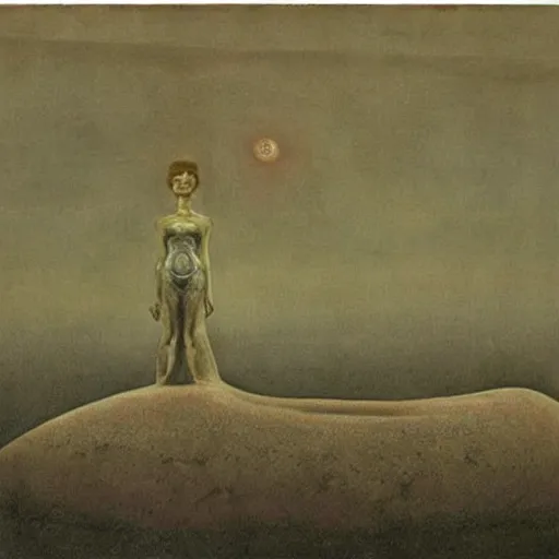 Image similar to Audrey Hepburn a Baron Harkonnen floating in the air in a large empty chamber Giger beksiński