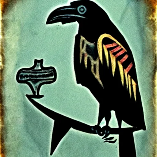 Image similar to raven - shaman with tatoo, prehistoric cave painting