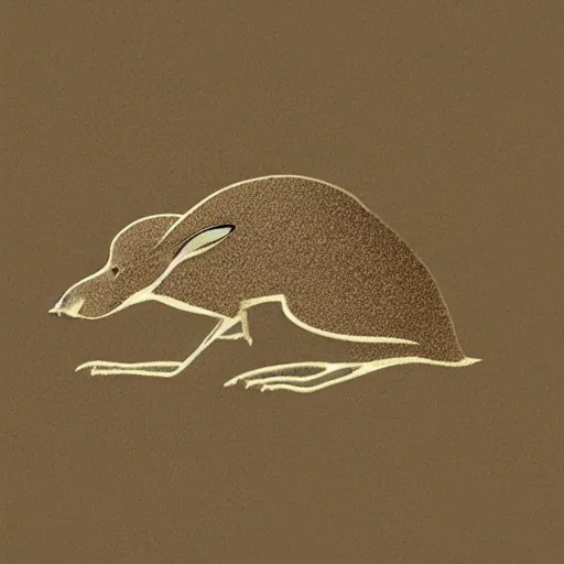 Image similar to logo of a jerboa in a minimalist style, sand color, beige and brown