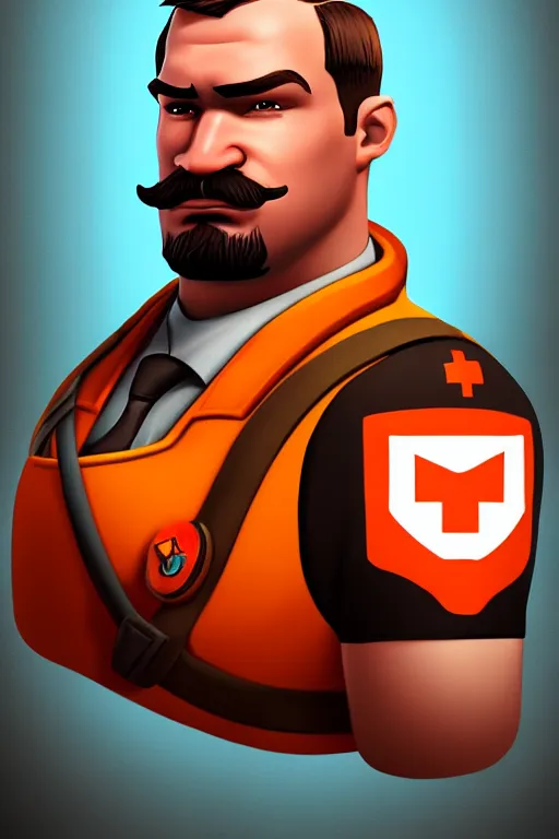 Image similar to beautiful highly detailed realistic stylized character portrait team fortress 2 medic, detailed character art master portrait, trending on artstation