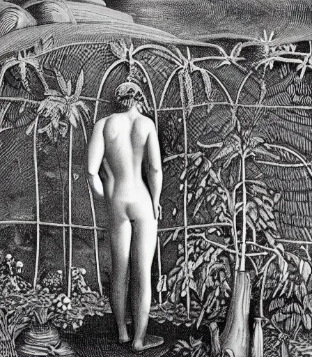 Image similar to a photo of god in the garden of eden by berne becher and hilla becher