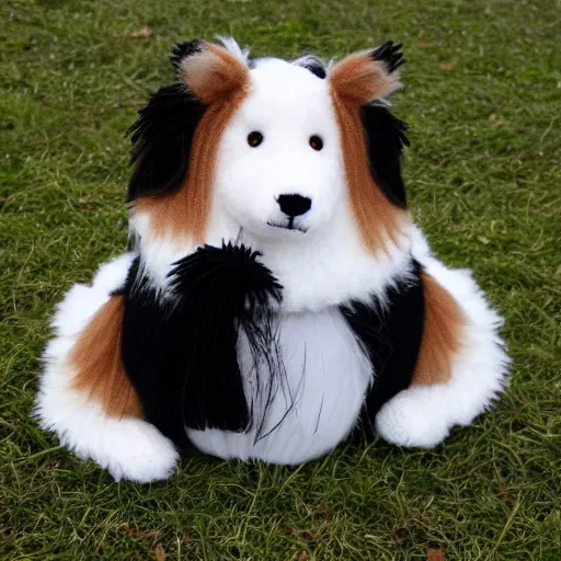 Prompt: a shetland sheepdog as a stuffed toy