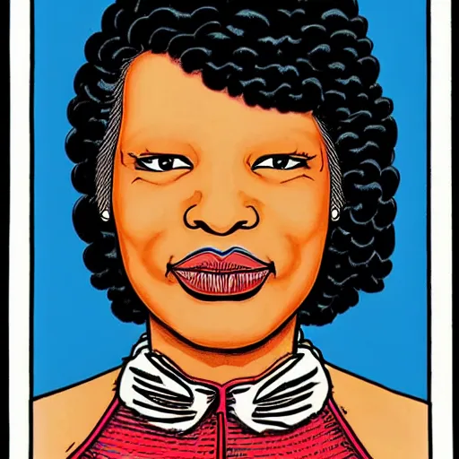 Prompt: a portrait of a half shaved black hair woman by Robert Crumb