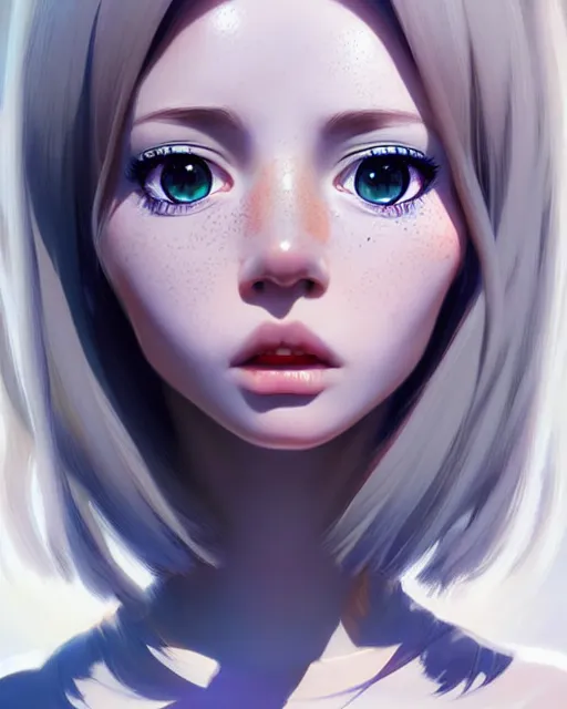 Prompt: portrait Anime space cadet girl, cute-fine-face, pretty face, realistic shaded Perfect face, fine details. Anime. realistic shaded lighting by Ilya Kuvshinov Giuseppe Dangelico Pino and Michael Garmash and Rob Rey, IAMAG premiere, aaaa achievement collection, elegant freckles, fabulous, eyes open in wonder, grey hair