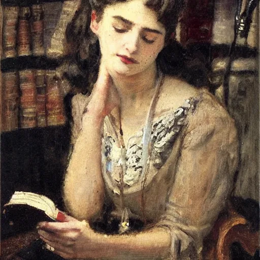 Image similar to woman reading by alfred stevens