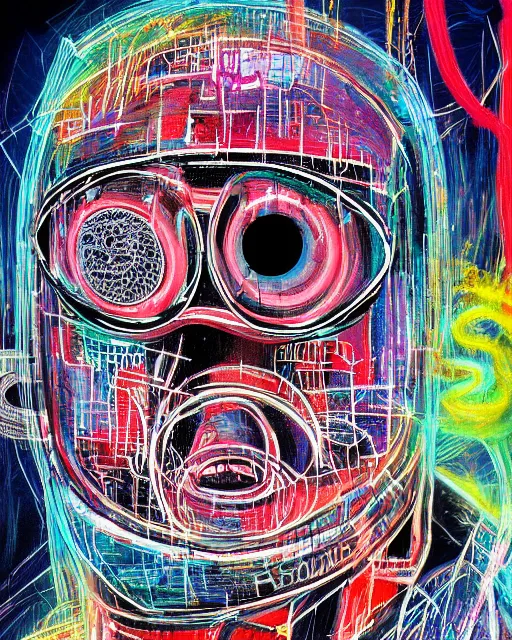 Prompt: a cyberpunk portrait of a a tardigrade by jean - michel basquiat, by hayao miyazaki by artgerm, highly detailed, sacred geometry, mathematics, snake, geometry, cyberpunk, vibrant, water