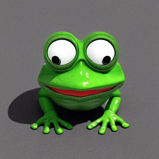 Prompt: Pepe the frog high quality 3D render in an empty white room