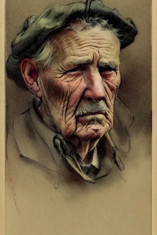 Image similar to ( ( ( ( ( 1 9 5 0 s retro future middle age sad farmer face portrait. muted colors. ) ) ) ) ) by jean - baptiste monge!!!!!!!!!!!!!!!!!!!!!!!!!!!!!!