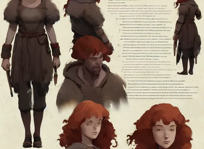 Prompt: character sheet for a ginger woman, for arcane netflix by greg rutkowski, by studio ghibli, digital art, trending on artstation, hd, 8 k, highly detailed, good lighting, beautiful, masterpiece