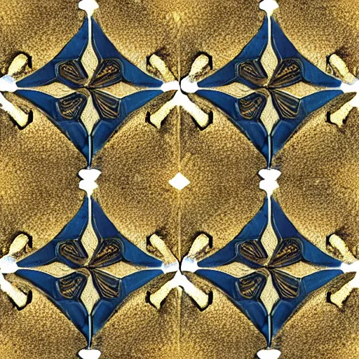 Image similar to 3d render of an abstract medieval pattern gold tile, symetrical