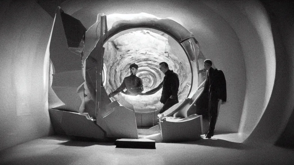 Prompt: an mri slice of james cavell in the living room, film still from the movie directed by denis villeneuve with art direction by salvador dali, wide lens