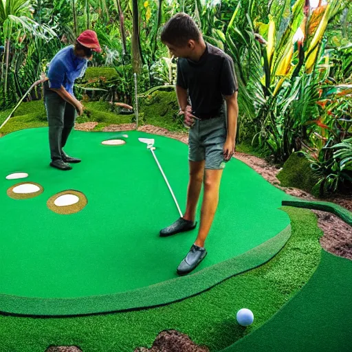 Image similar to an overview of a mini - golf course in a jungle