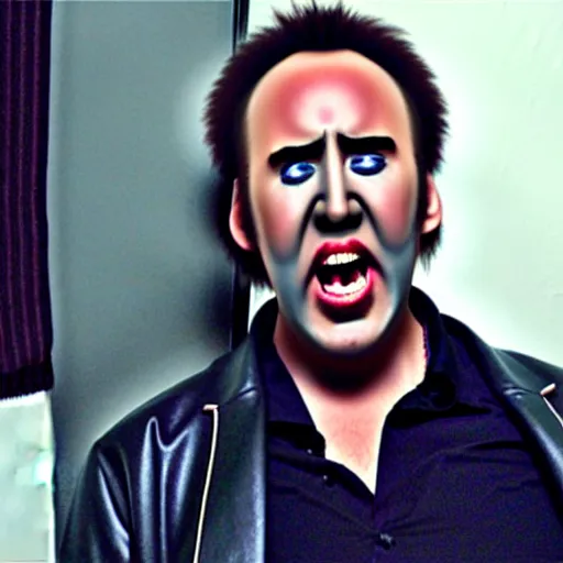 Image similar to nicolas cage screaming covered in peas