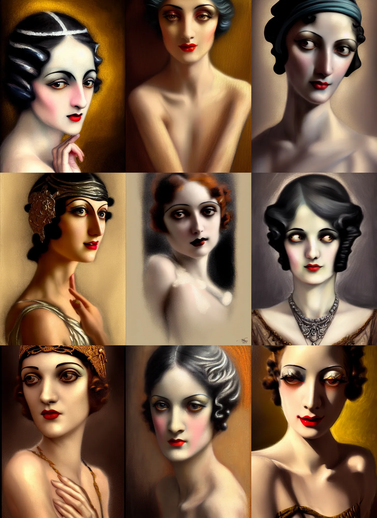 Prompt: 1920s Neo Rococo Expressionist, 1920s orientalism, very detailed stunning deep eyes, amazing textured brush strokes, accurate shape, cinematic soft volumetric studio lighting, with backlight, VFX, HDR, diffuse lighting, fantasy, intricate, elegant, highly detailed, lifelike, photorealistic, digital painting, artstation, illustration, concept art, smooth, sharp focus, A hyperrealistic young woman in The City of Lisbon in a doughnut shop,clear curvy details, art by John Collier and Albert Aublet and Krenz Cushart and Artem Demura and Alphonse Mucha