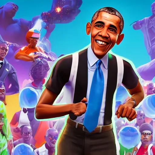 Image similar to barack obama as a character in fortnite