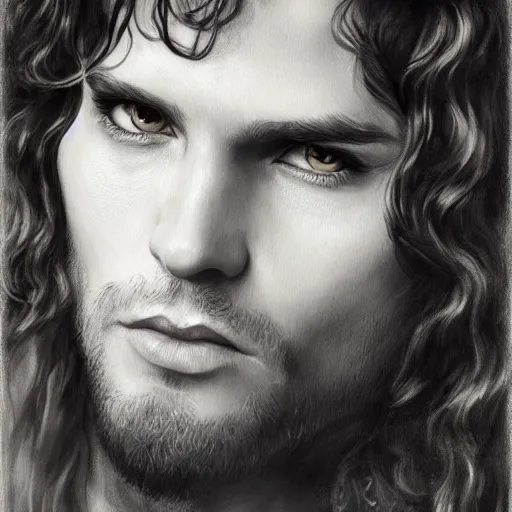 Prompt: jim morrison character portrait, lean face, cinematic lighting, glowing grey eyes, hyper-detailed, 4k, high resolution, in the style of Charlie Bowater, Tom Bagshaw, single face, symmetrical, headshot photograph, insanely detailed and intricate, beautiful, elegant, watercolor, cinematic, portrait, Raphaelite, headroom, Pierre-Auguste Renoir