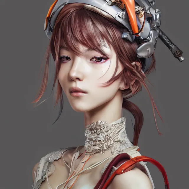 Prompt: studio portrait of neutral good colorful female cyborg as absurdly beautiful, elegant, young sensual anime girl, ultrafine hyperrealistic detailed face illustration by kim jung gi, irakli nadar, intricate linework, sharp focus, bright colors, matte, octopath traveler, final fantasy, unreal engine highly rendered, global illumination, radiant light, intricate environment