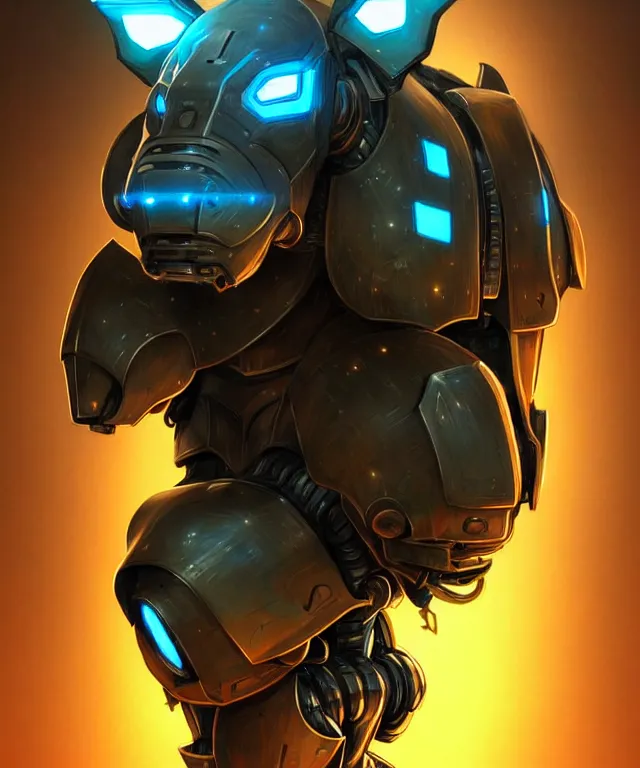 Image similar to an anthropomorphic rhinoceros portrait wearing a sci fi armor, surrealism , scifi, intricate mecha armor, elegant, highly detailed cybernetic body armor, neon glowing eyes, digital painting, artstation, concept art, smooth, sharp focus, illustration, art by Artgerm and moebius and Peter Mohrbacher,