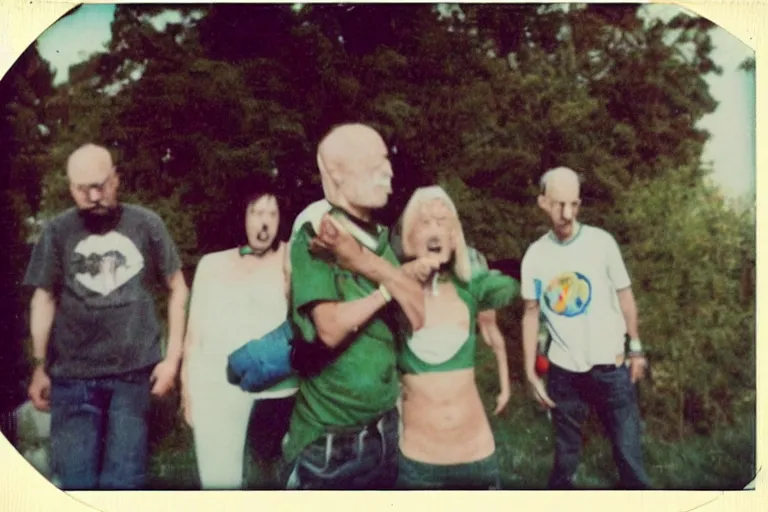 Prompt: found polaroid photo of trash humpers, wtf