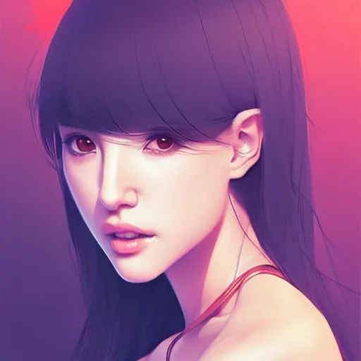 Image similar to a beautiful young japanese natalie portman alluring instagram model in crop top, large chest, by guweiz and wlop and ilya kuvshinov and artgerm, symmetrical eyes, aesthetic, gorgeous, stunning, alluring, attractive, artstation, deviantart, pinterest, digital art