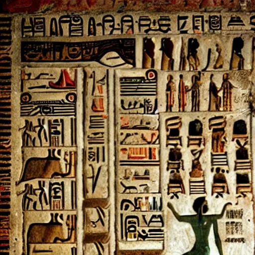 Image similar to The American Psycho in ancient egyptian hieroglyphs