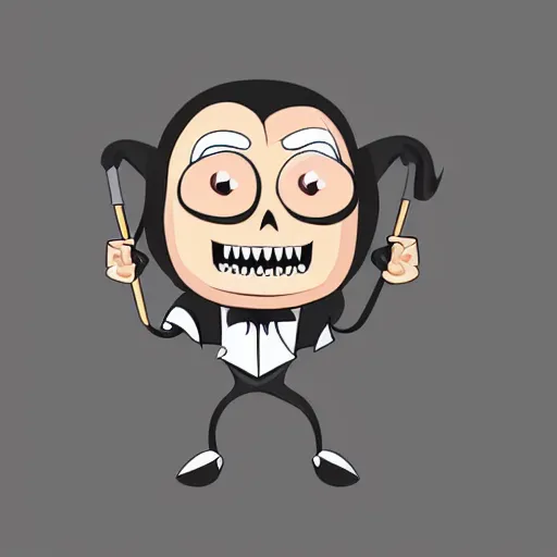 Prompt: funny cartoon drawing of a grim reaper, vector illustration, style of disney animation