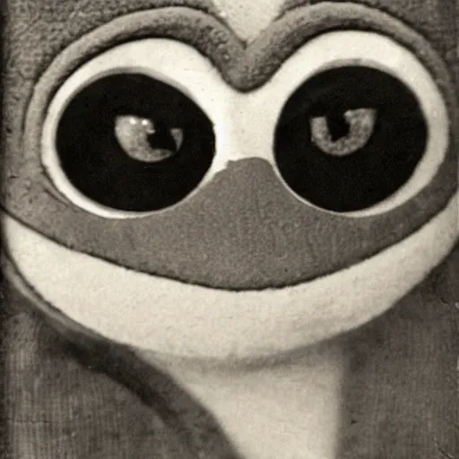 Prompt: pepe the frog, realistic old photograph