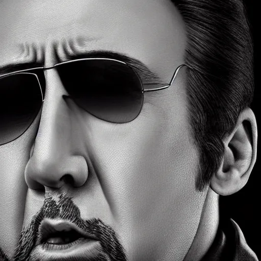 Prompt: Nicolas Cage looking absolutely disgusted, ultra realistic, high definition portrait photograph