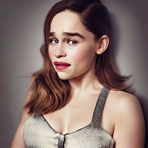 Image similar to studio photo of emilia clarke in a black room, elegant, studio lighting, beautiful skin