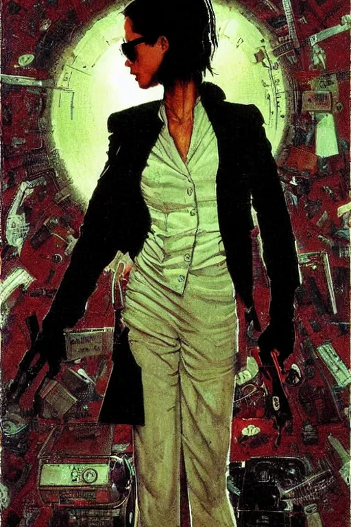 Image similar to Neo from Matrix painted by Norman Rockwell