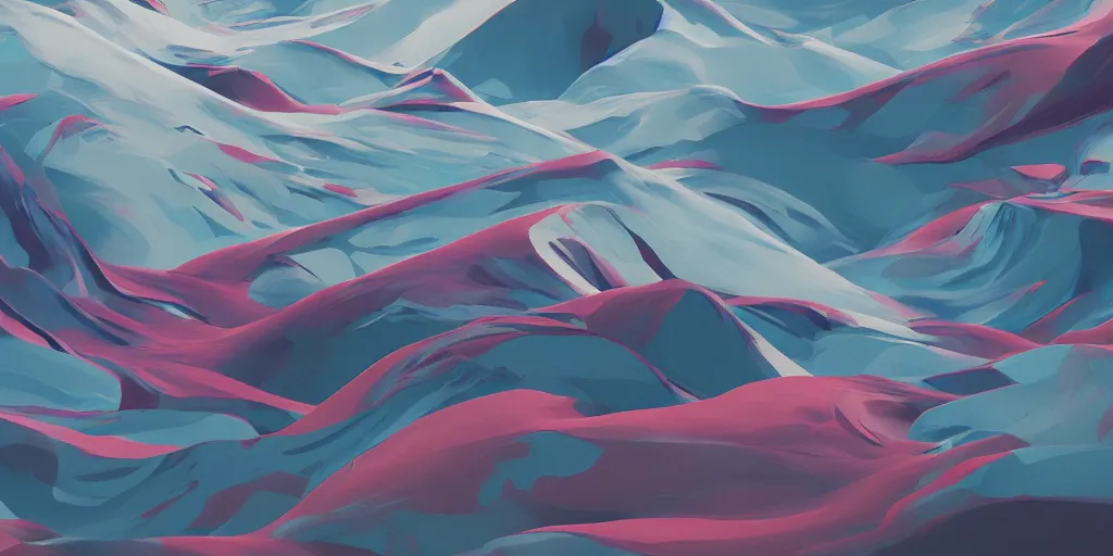 Prompt: abstract 3d landscape painting at noon painted by james jean and zaha hadid in no mans sky style, redshift, octane