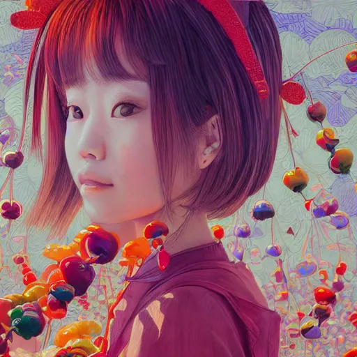 Prompt: the portrait of an unbelievably beautiful and cute japanese girl made up of peppers, an ultrafine detailed illustration by james jean, intricate linework, bright colors, final fantasy, behance contest winner, vanitas, angular, altermodern, unreal engine 5 highly rendered, global illumination, radiant light, detailed and intricate environment