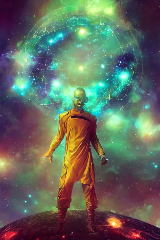 Prompt: galaxy bender experiencing the quantum field, elevated consciousness, beautiful astrological neural network, matte painting comic book art, realistic, trending on artstation, sharp focus, depth of field, cinematic composition, physics splashes of colors