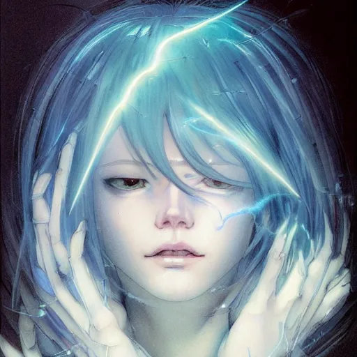 Image similar to prompt : lightning portrait soft light painted by james jean and katsuhiro otomo and erik jones, inspired by evangeleon anime, smooth face feature, intricate oil painting, high detail illustration, sharp high detail, manga and anime 1 9 9 9